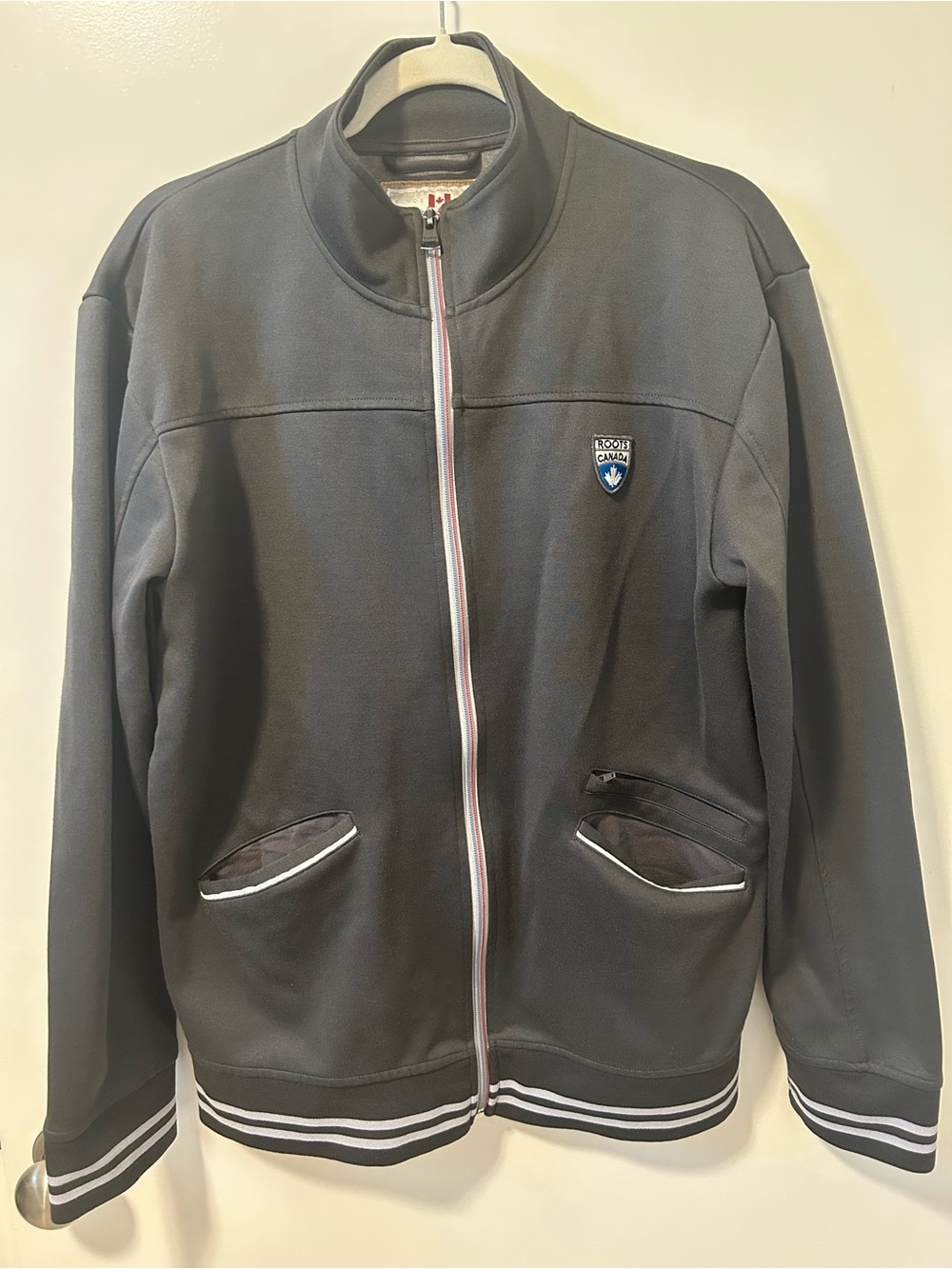 Roots Black & White Zip-Front Bomber Jacket